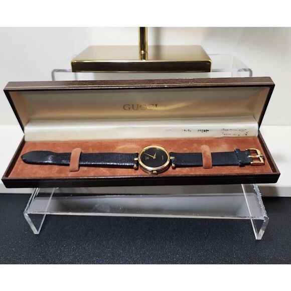 Vintage Gucci 2000L 18K plated Gold Enamel Stack Watch - Picture 2 of 11